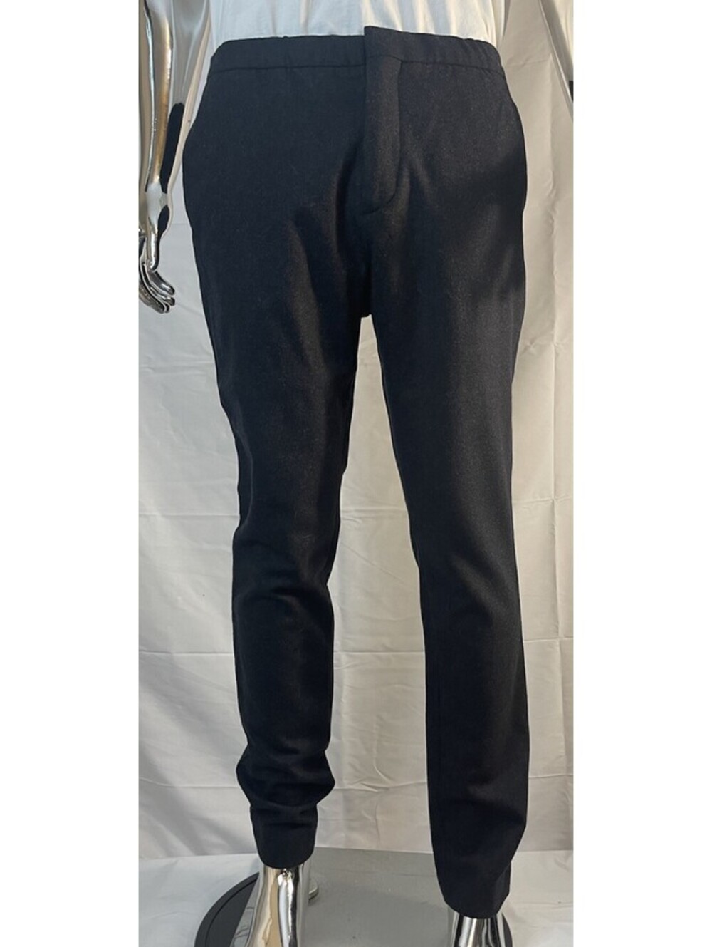 H&M Flat Front Wool Slim Fit Elastic Waist Dress Pants, Men's 32R - Black